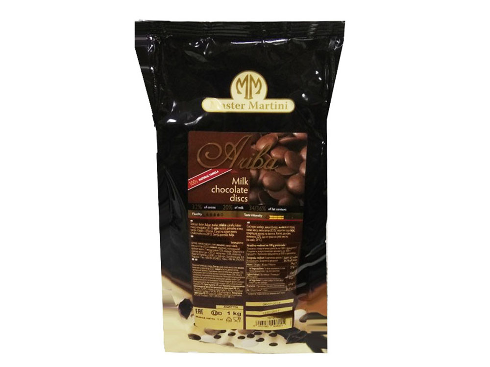 Шоколад натуральный Ariba Latte Dischi Диски молочный шоколад_упаковка