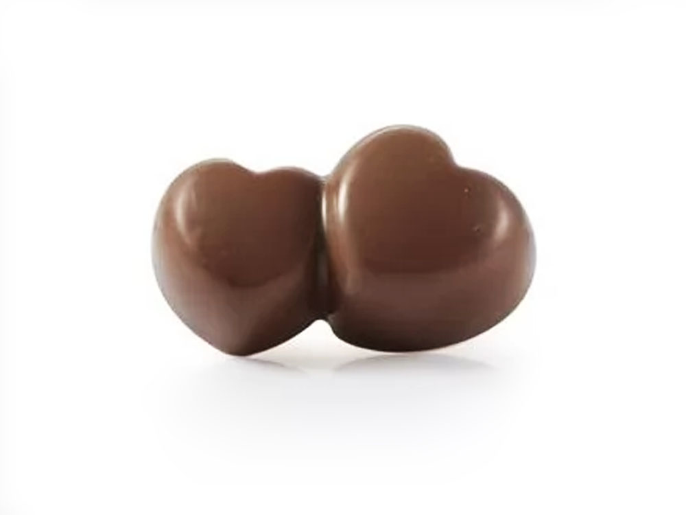 Форма для конфет 43x26 h16 MA4012 DOUBLE HEARTS Двойные сердечки_Молочный шоколад