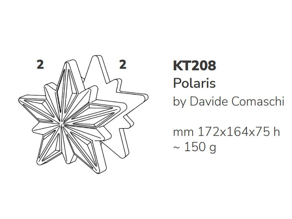 Форма для шоколада 172×164 h75 KT208 Рождественская полярная звезда Polaris_Размеры формы