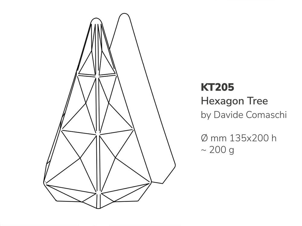 Форма для шоколада d135 h200 KT205 Рождественская елка Hexagon Tree_Размеры формы