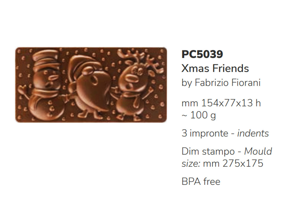 Форма для шоколадных конфет 154x77 h13 PC5039 Xmas Friends_Размеры формы