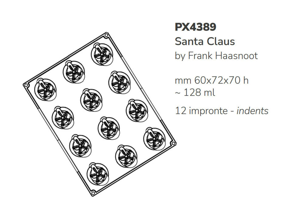 Форма силиконовая для муссовых тортов 60x72 h70 PX4389 Santa Claus_Размеры формы